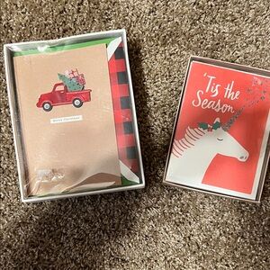 Hallmark Holiday Card Set with Red and Cream Designs